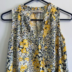 Blue and Yellow Floral Sleeveless LOFT Dress Size Small